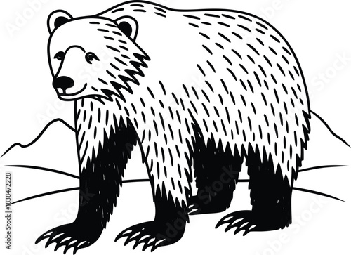 bear head logo icon silhouette vector illustration
