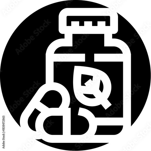 Bottle of natural herbal supplements and vitamins concept