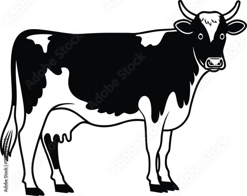 Detailed Cow Silhouette Icon Vector Illustration  
