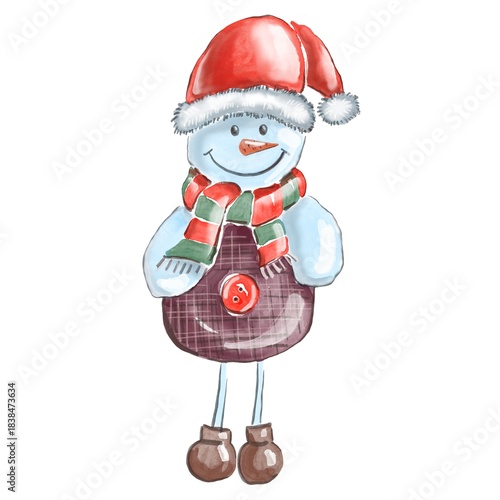 Christmas snowman with hat and scarf