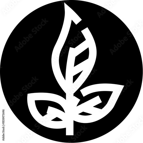 Growing leaf icon symbolizing nature and ecology