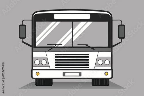 Front view white bus public transportation vehicle travel commute city urban journey trip road trip