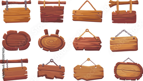 A set of wooden boards and frames in vector format, ideal for restaurant menus, signboards, and vintage-style designs