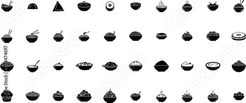 Food and drinks silhouette vector icons for menu, infographics, design elements etc.