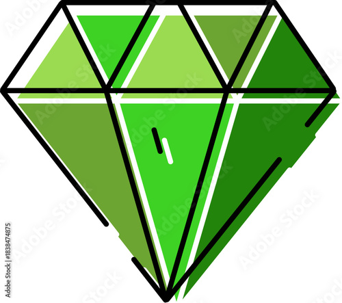 Green emerald diamond gem stone illustration