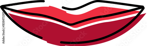 Female lips wearing red lipstick smiling minimal vector