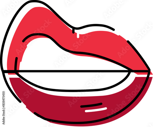 Stylized red lips pop art illustration concept