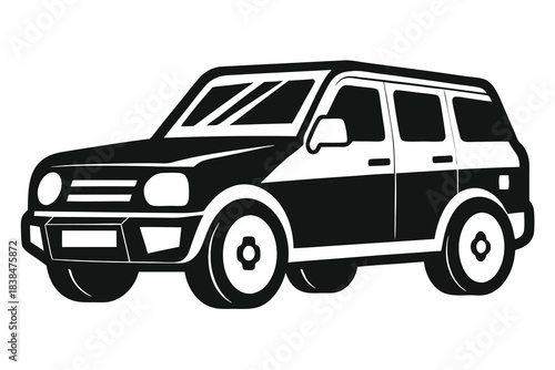 Black and white suv illustration off road vehicle graphic design