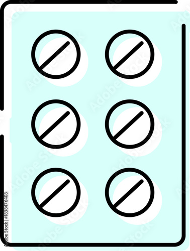 Blister pack of medicine pills for health treatment icon