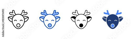 Reindeer icon set multiple style collection