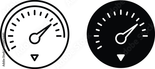 Two Circular Gauges Depicting Measurement Outline and Solid Black Versions Displayed SidebySide for Contrast