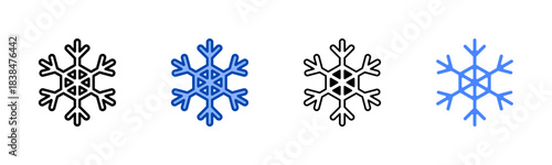 Snowflake icon set multiple style collection