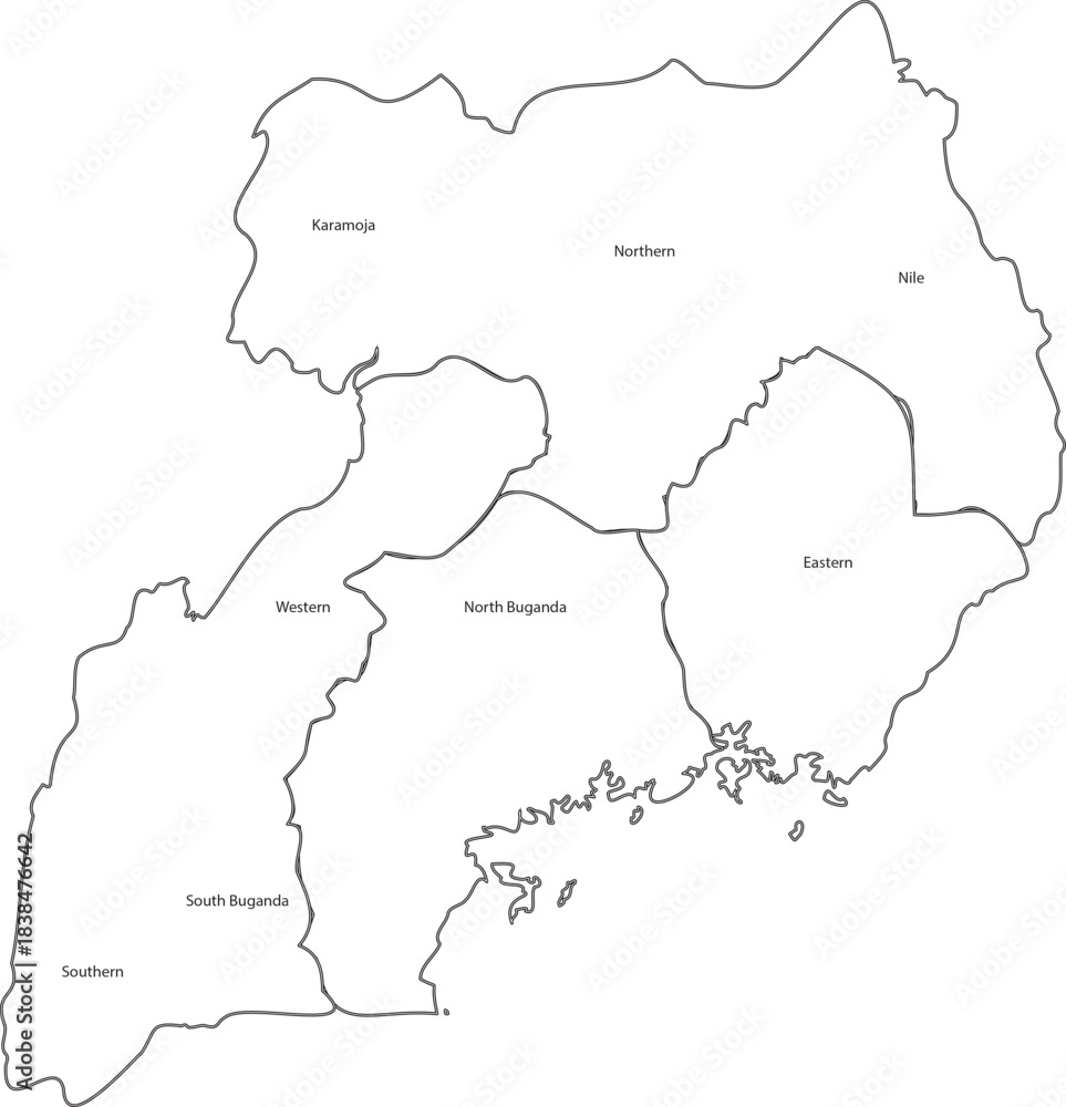 Obraz premium Detailed Outline Map of Uganda
