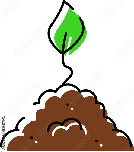 Sprouting plant seedling growing from soil icon