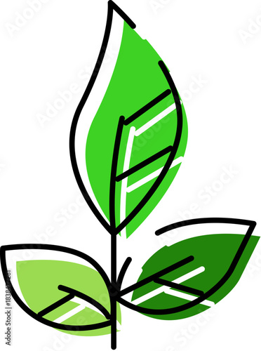 Green plant sapling doodle line art drawing