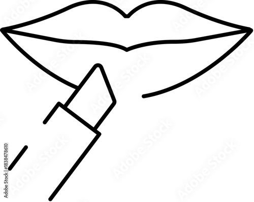 Lips applying lipstick outline linear icon