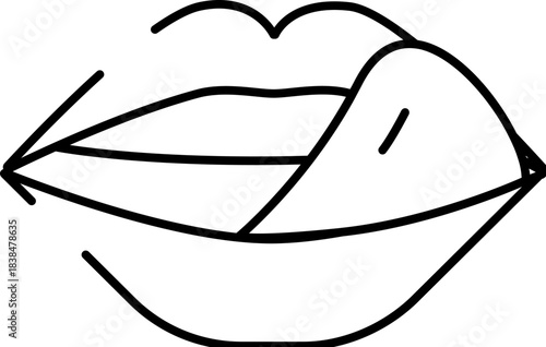 Lips licking minimal line art drawing