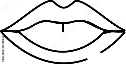 Human mouth lips outline drawing icon