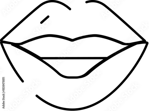 Lips line art drawing illustrating beauty and sensuality