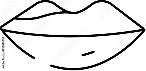 Human lips line drawing creating a minimalist icon