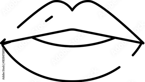 Minimal lips line art drawing on white background