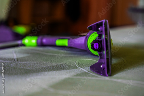Closeup of upholstered Sofa chemical cleaning