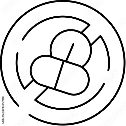 Prohibition icon banning medicine pills and tablets