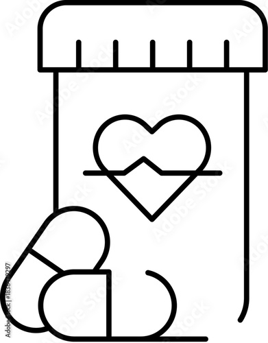 Medicine bottle with heart monitoring pulse line