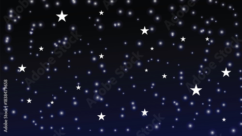 Dark Night Sky With Stars And Glowing Orbs vector illustration