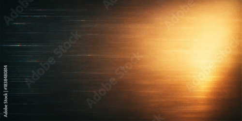 Brushed gold metal texture with a metallic light reflection on the surface like a sun on the water or sky backdrop