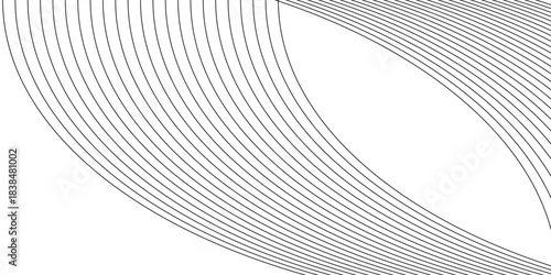 Futuristic black and white abstract vector background pattern with dynamic light lines and a 3D curve tunnel concept