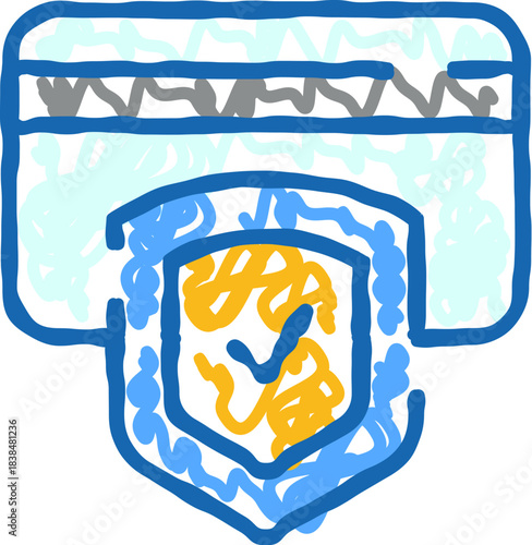 Credit card payment protection shield icon drawing