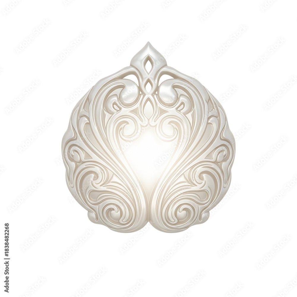 Fototapeta premium Elegant Pearl White Ornamental Decoration with Curvy Scrollwork