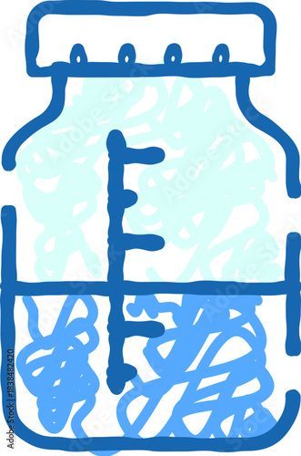 Water bottle doodle icon showing fluid measurement