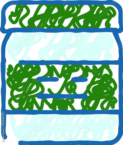 Glass jar holding pickled vegetables doodle icon
