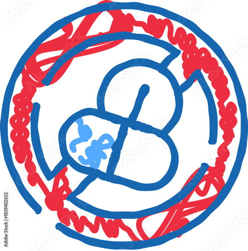 Abstract doodle art drawing creating a circular symbol