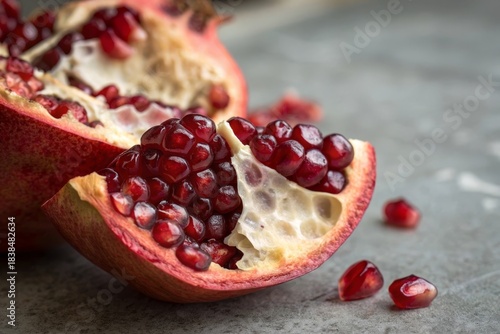 Editorial Food Shot – Translucent Ruby Grains with Visible Seeds, Shallow Depth of Field, Elegant