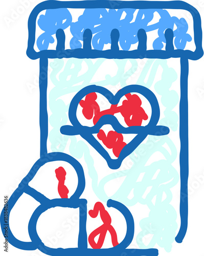 Pills and heart symbol representing cardiology medication