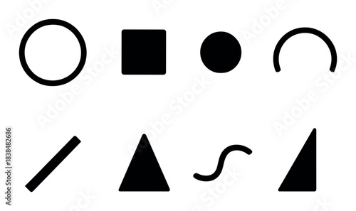 Geometric shapes silhouette on textured background