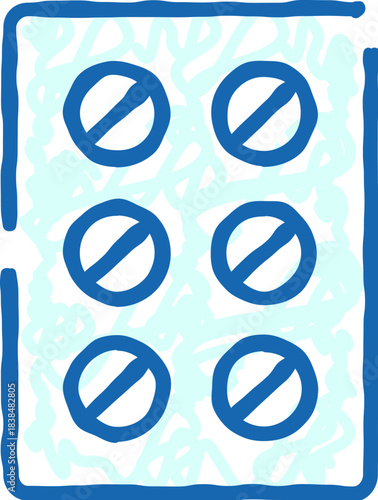 Blister pack of medicine pills icon sketch