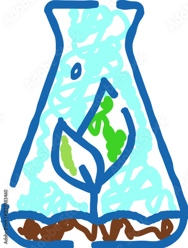 Plant growing inside laboratory flask experiment