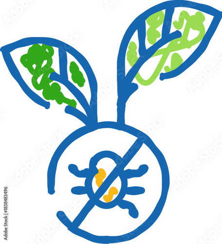 Organic plants with no pesticides or bugs icon