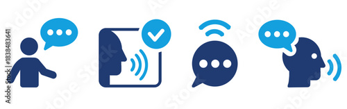 Voice and Speaking Icons. Communication, Speech Bubble and Talk Solid vector icon symbol illustration.