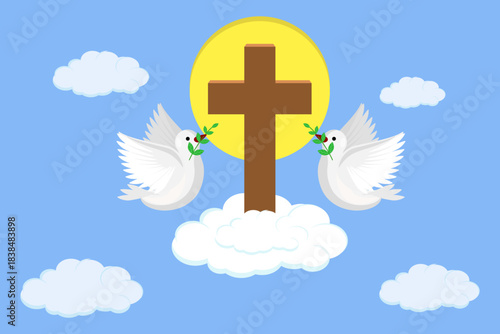 3D Isometric Flat Vector Illustration of Whit Monday, Christian Holy Spirit Community Holiday