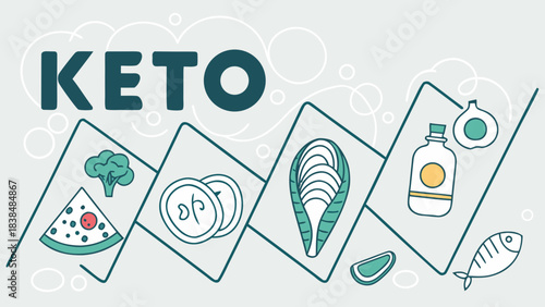 Keto diet illustrated with food ingredients