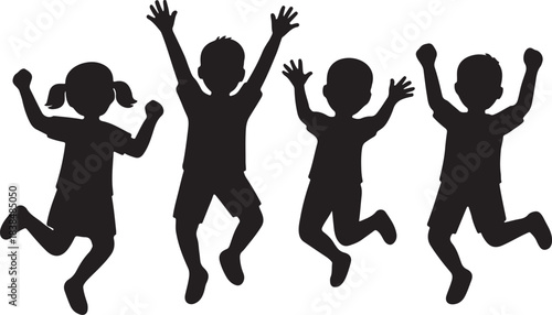 vector silhouettes of childern jumping illustration