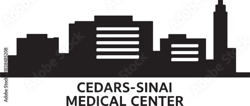 cedars sinai medical center skyline vector illustration