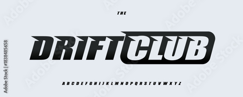 Drift Race Font Logo Alphabet Vector High Speed Letters Modern Typography, Bold Condensed Typographic Design Title Text, Typo Poster Headline, Type Symbol Logotype, Sans Serif Fonts. Vector Typeface.
