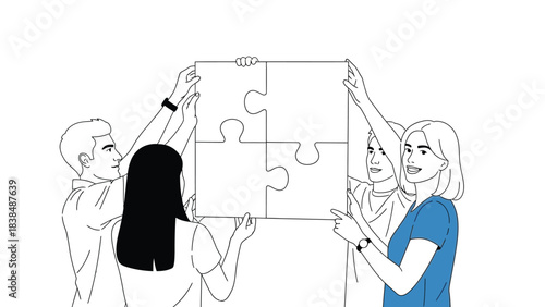 Group of people holding a blank white poster board