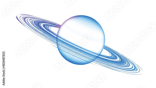 Abstract illustration of a blue planet with glowing rings